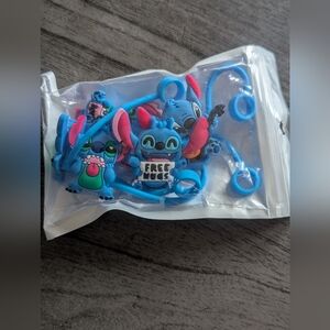 Disney Stitch Straw Topper Lot of 5 Silicone Cup Charm Accessories Cute